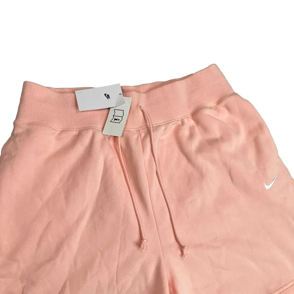 Nike‎ Shorts Womens XL Peach High Rise Loose Fit Fleece Drawstring DQ5717-800
